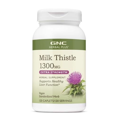 GNC Herbal Plus Latte Thistle 1300mg, Extra Forza, 120 Caplets