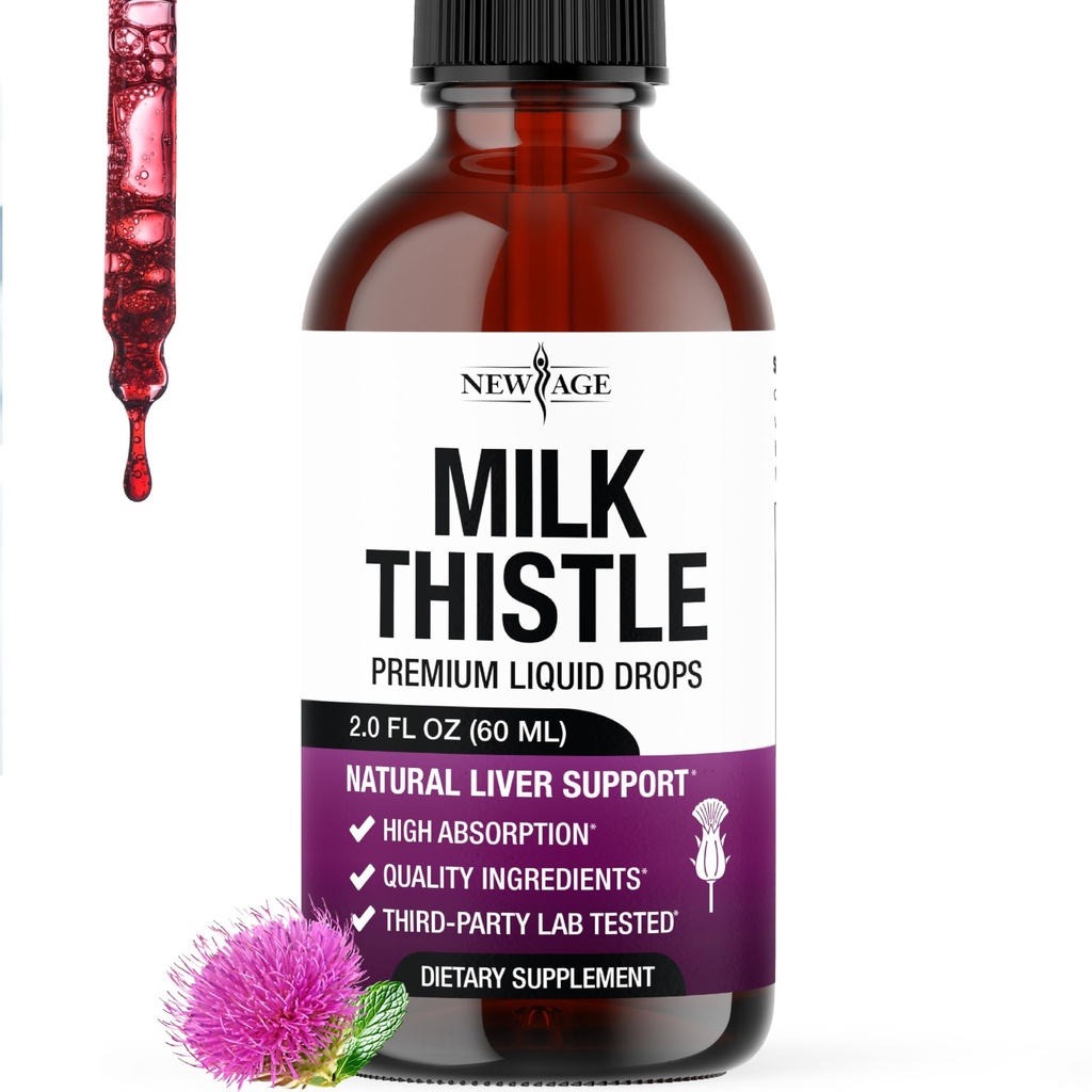 Gocce liquide di cardo del latte – Tutto estratto di cardo naturale del latte con Silymarin – Alto assorbimento – Non OGM, senza glutine – 2 oz