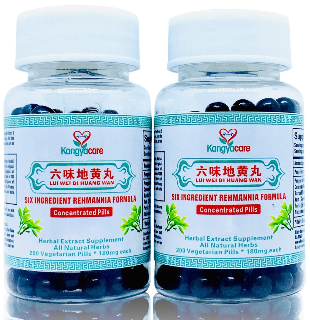 Liu Wei Di Huang Wan reaktion丸 - Six Ingredient Rehmannia Formula -Energy & Immune Boost, Balances Hormone, Lipide & Blutdruck -Unterstützung Herz-Kreislauf -All Natural -400 Ct (2 Flaschen)