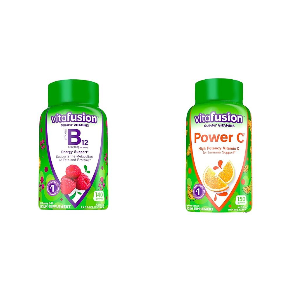 Vitafusion Vitamina B12 Gummy Vitamine 140 Conte & Power C Vitamina C Gummies 150 Conte