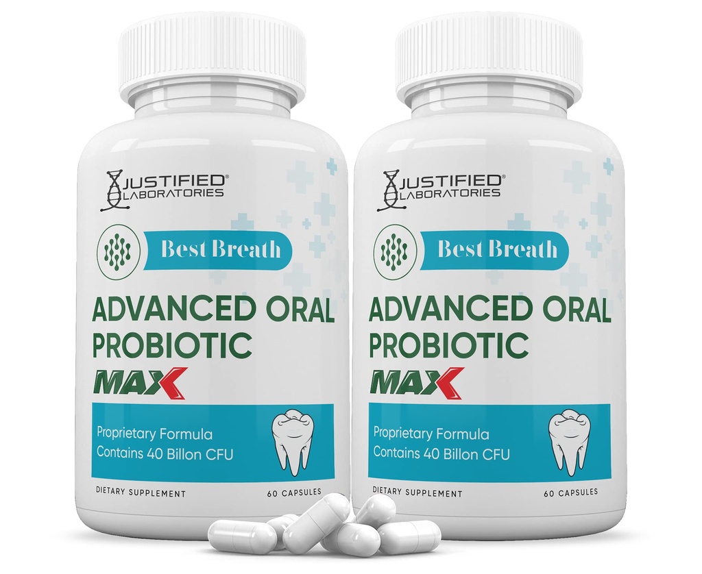 Laboratori giustificati (2 Pack) Miglior respiro Max 40 miliardi di CFU Probiotico supporto orale 120 capsule
