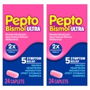Pepto Bismol ULTRA Caplets, Upset Magen Relief, Übelkeit Relief, Sodbrennen Relief, Verdauungsstörungen Relief, Anti-Durchfall-Medikament für Erwachsene - 5 Symptom Relief, 48 ct (2x24 ct)
