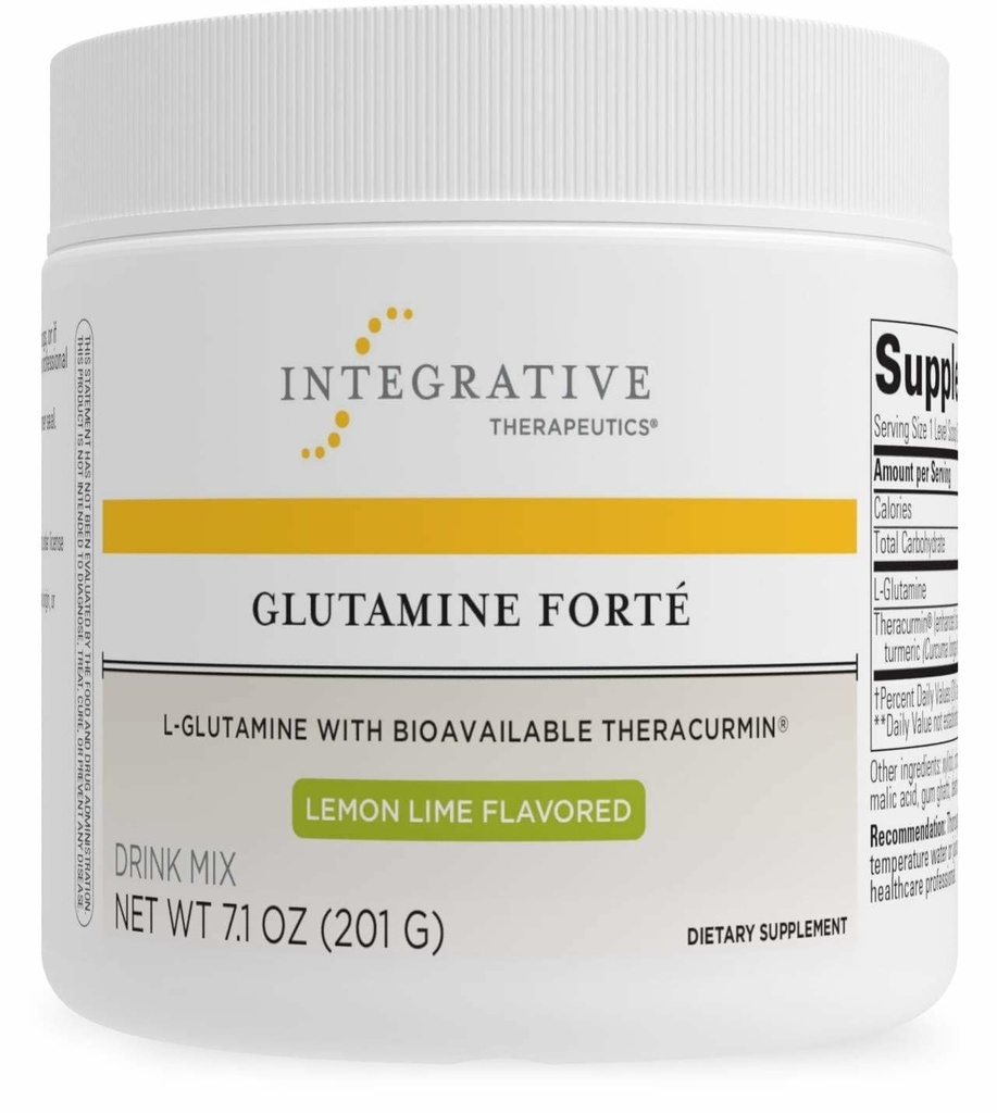 Integrative Therapie Glutamine Forté - Tagesgesundheitsergänzung* - Gut Support Drink Mix* - Vegan, Gluten-Free & Dairy-Free - Zitronen Lime Flavored - 7.1 oz (30 Portionen)