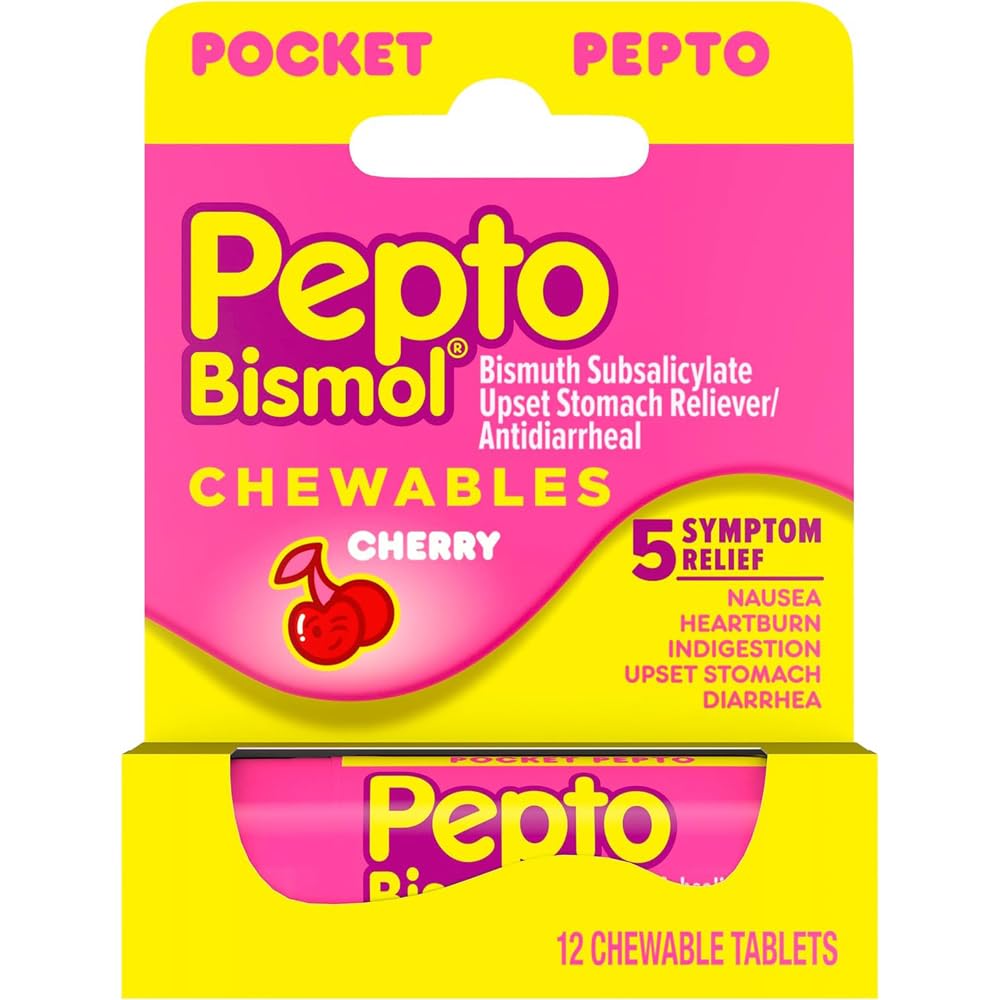 Pepto a Go Chrry Chew 12 dimensioni 12ct Pepto per andare Cherry Chewable 12ct