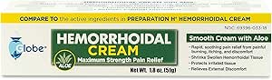 Globe Crème Hémorroïdale, Phénylephrine HCl, Pramoxine avec Aloe, Soulagement de la brûlure, des démangeaisons et du malaise des hémorroïdes, 1.8 Ounces