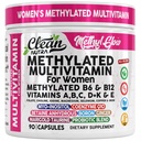 Multivitamina metilata per le donne Vitamine B6 Methyl B12 A B C D K E Folate Choline Omega 3 Thiamine Riboflavina ferro Iodio Magnesio Zinc Selenium Copper Calcium 90 capsule di Nutra Pulito