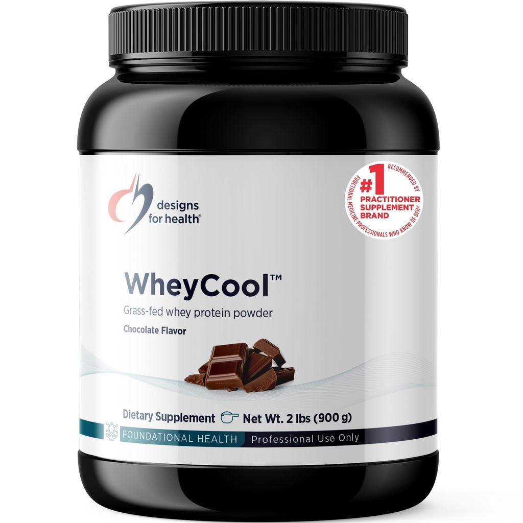 Conceptions pour la santé WheyCool - supplément de poudre de protéines de farine de graminée avec 20g de protéines, peut soutenir les athlètes, les muscles + énergie - non-OGM + sans gluten, chocolat (30 portions / 900g)