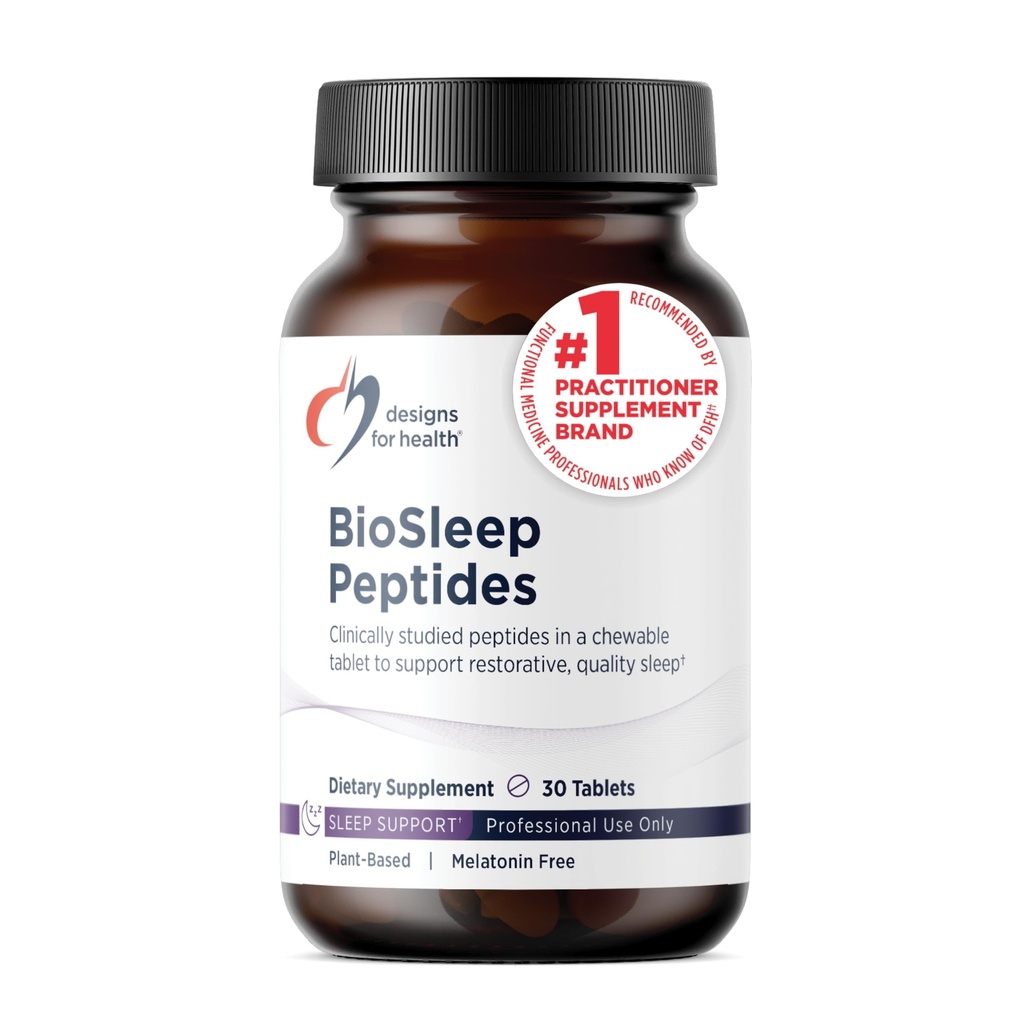 Designs für Health BioSleep Peptides Schlafunterstützung für Erwachsene mit pflanzlichen Peptiden - Vegan + Non-GMO + Non-Melatonin Sleep Health Supplement (30 Portionen)