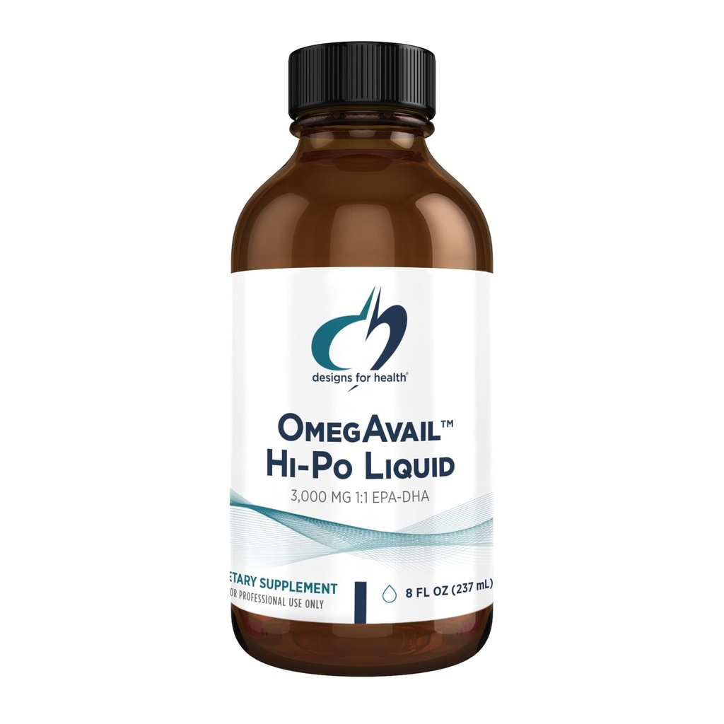 Designs für die Gesundheit OmegAvail Hi-Po Liquid - Hohe Konzentration 1500mg EPA 1500 DHA - Triglycerid Omega 3 Fischöl Herzgesundheit & Gehirnergänzungen - Natürlicher Zitronengeschmack (8oz)