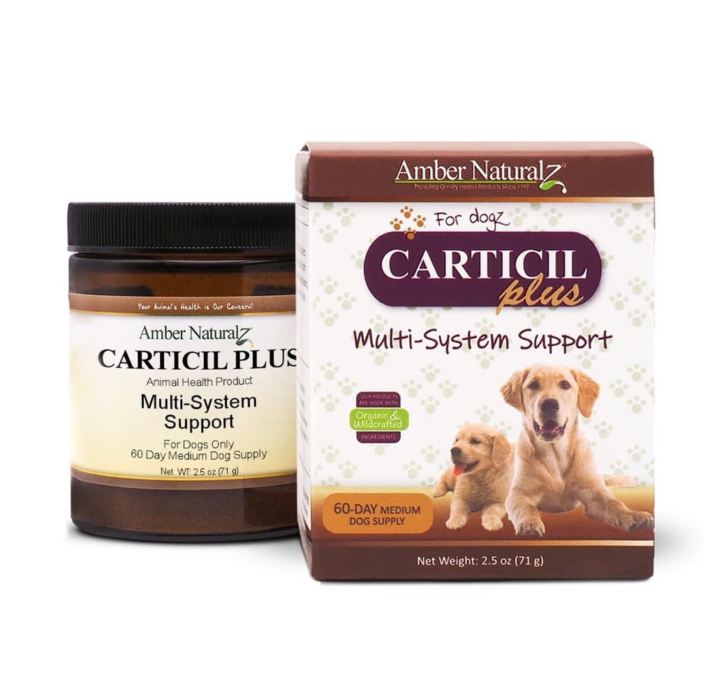 Amber NaturalZ Carticil Plus Kräuterergänzung für Hunde | Multi-System-Unterstützung für Gelenk-, Verdauungs- und Immungesundheit | Natürliche Hilfe für allgemeine Wellness und Vitalität | 60-tägige mittlere Hundeversorgung