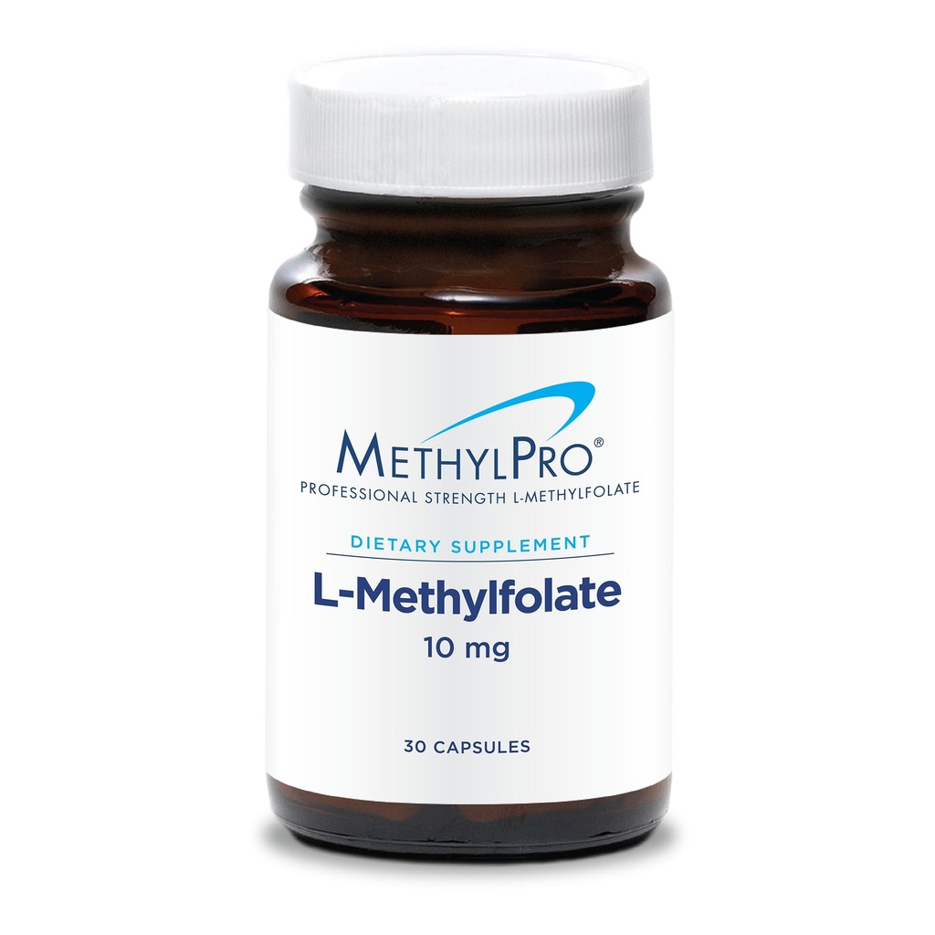 MethylPro L-Methylfolat 10 mg - Unterstützt ein gesundes Mindset - Aktives Folat für Methylierungsunterstützung & biochemische Reaktionen - Hoch bioverfügbar - 30 Portionen - 30 Kapseln