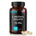 L-metilfolato 15mg - L Methyl Folate Supplement, 5-MTHF per la carenza di acido folico - Assorbimento massimo e potenza - l-metilfolato 15 mg - Folato di metile 15 mg - 120 capsule vegane, senza glutine OGM