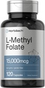 Horbäach L Methylfolat 15000 mcg | 120 Kapseln | 15mg Methylfolat | 5-MTHF | Nicht-GVO, glutenfreie Ergänzung