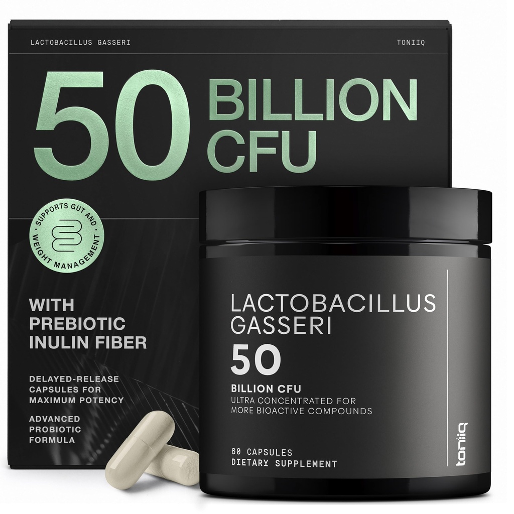 Lactobacillus Gasseri - Ultra High Strength 50 Billion CFU - Delayed Release Kapseln - Hergestellt mit präbiotischer Inulinfaser - Unterstützt Verdauungsgesundheit & Darmflora - Drittlabor getestet - 60 Kapseln