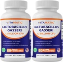 Vitamatic Lactobacillus Gasseri - 12 Milliarden pro DR-Kapsel - 60 Zählung - Verdauungsunterstützung - Hergestellt mit präbiotischer Inulinfaser - 2 Packung