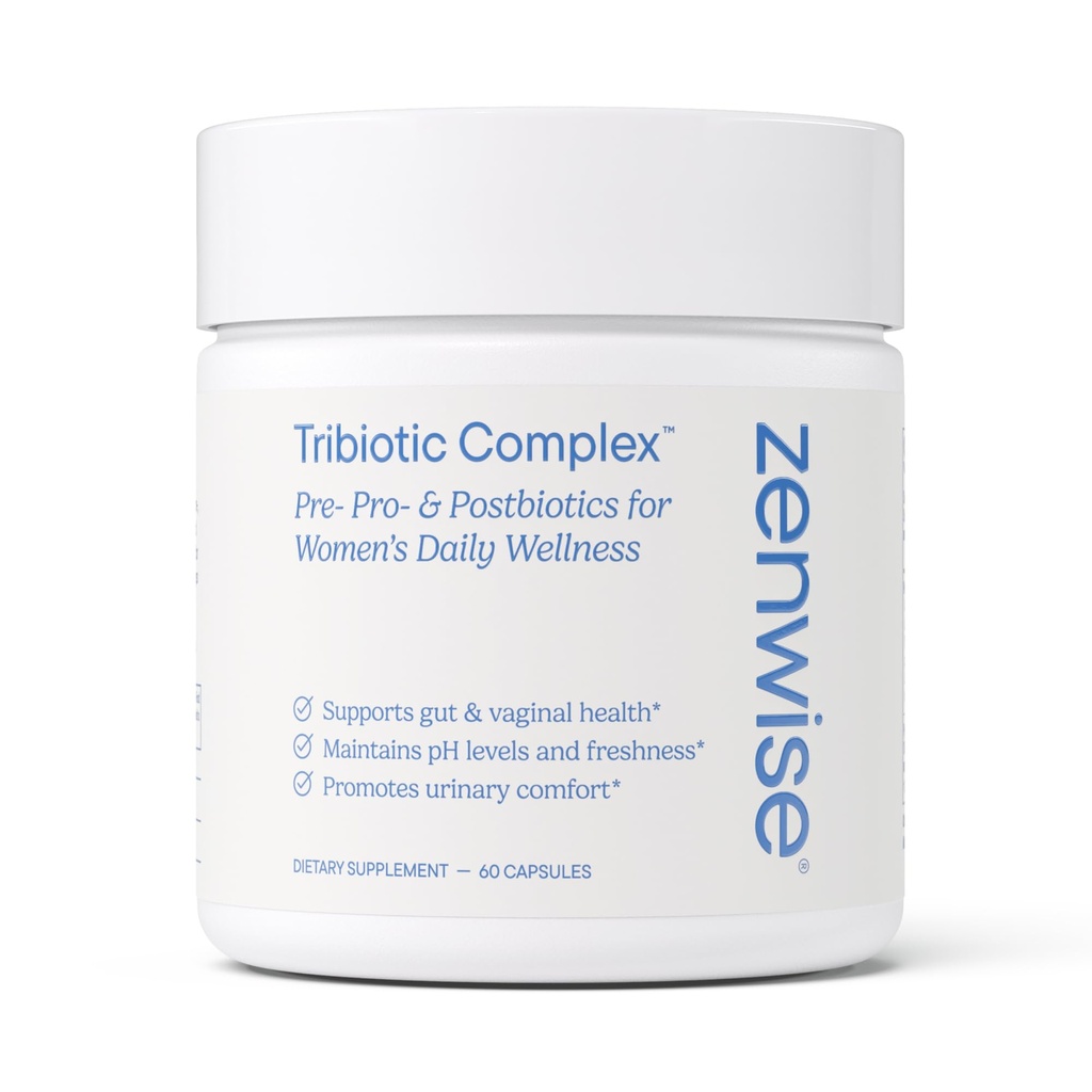 Zenwise Health Womens Triobiotic Complex Supplement für Verdauungs-, Darmflora- und Vaginalgesundheit - Tägliche Probiotika für Frauen mit Verdauungshilfe unterstützen Blähungen und Gasentlastung - 60 Count
