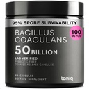 Toniiq Bacillus Coagulans Probiotic Supplemento – Ultra High Strength 50 miliardi di CFU con FOS Prebiotic – Spore-Based Probiotic per una stabilità eccezionale – Testato di terze parti – 60 capsule