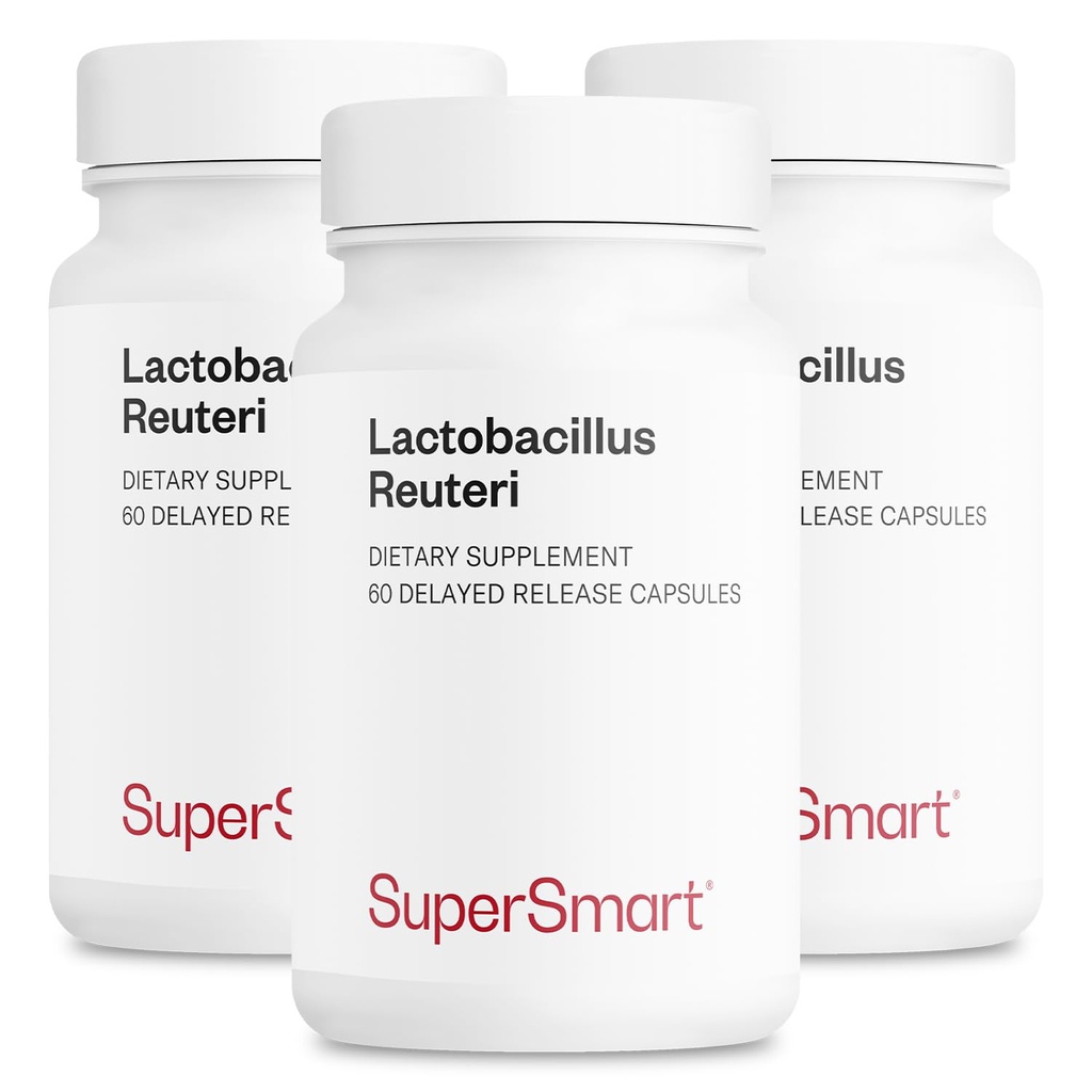Supersmart - Lactobacillus Reuteri 5 miliardi di CFU al giorno - Supplemento probiotico | Non OGM & Gluten Free - 60 * 3 capsule DR