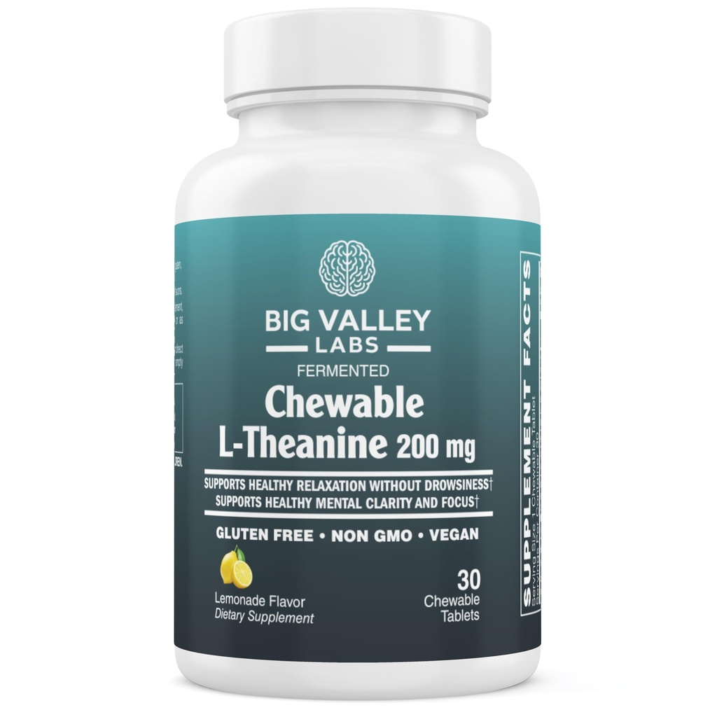 L-Theanin 200 mg Kautablette – AlphaWave® – Limonadengeschmack – Veganes, nicht gentechnisch verändertes, glutenfreies Supplement für Ruhe, Fokus und Gehirnfunktion