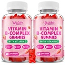 2 Pack Vitamina B-Complex Gummies per le donne e gli uomini, Methyl B12, B1, B2, B3, B5, B6, B7 & B9 - Vitamina B Complex con Vitamina C Supports Energy & Immune Function, Strawberry Flavor, 120 Count