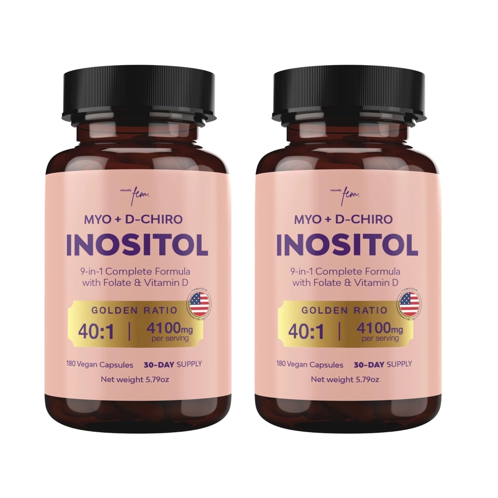 Integratore Inositolo Premium Bundle - Myo-Inositol & D-Chiro Integratore Inositolo per Donne 4100mg (40:1 Ratio) – Supporto ormonale e metabolico 9-in-1 con Folate, Vitamina B6, B12, D3, Zinc & Chromium
