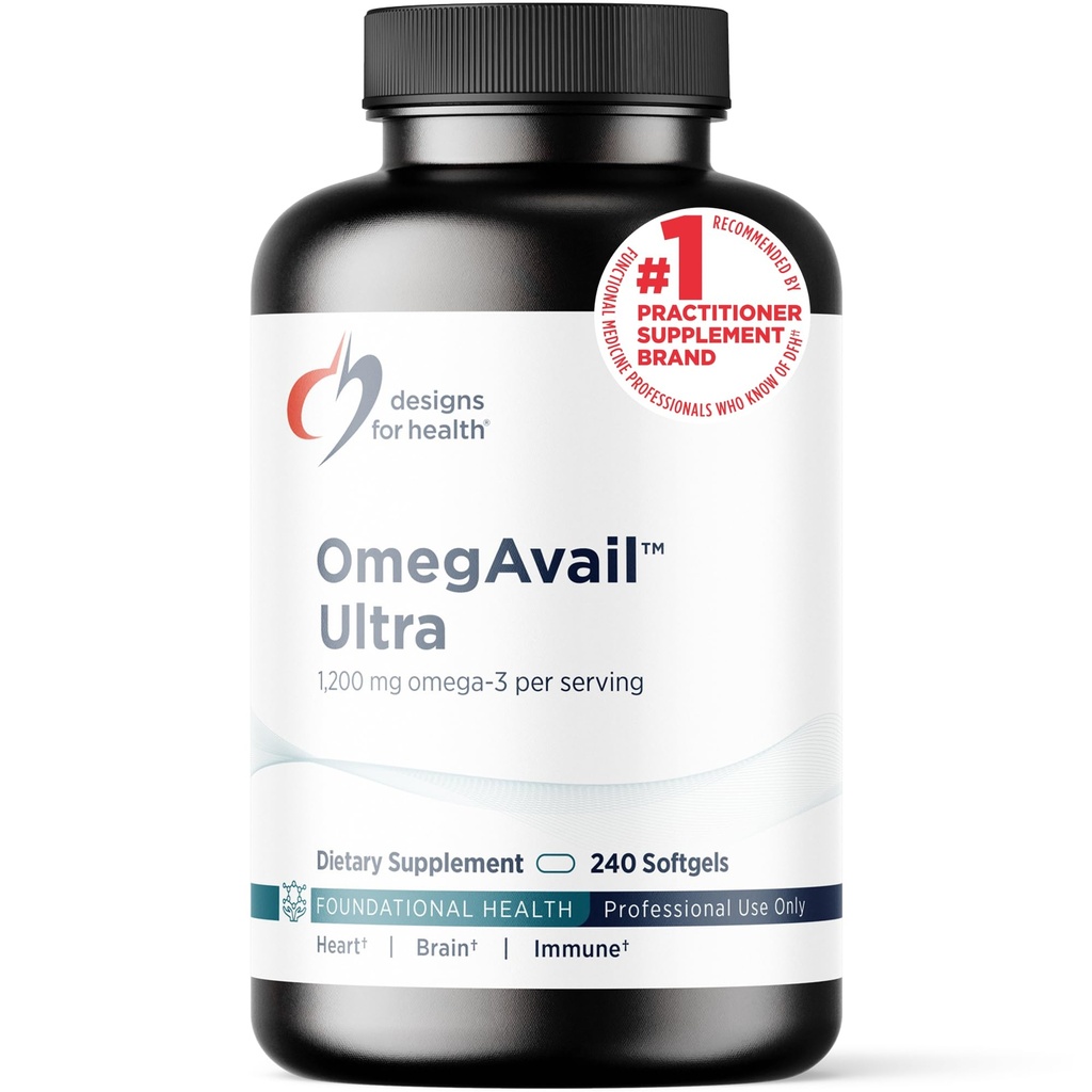 Designs für Gesundheit OmegAvail Ultra TG Fish Oil 1200mg - Triglycerid Form Omega 3 Fish Oil Supplement mit DHA/EPA - Kein Fisch Nachgeschmack (240 Softgels)