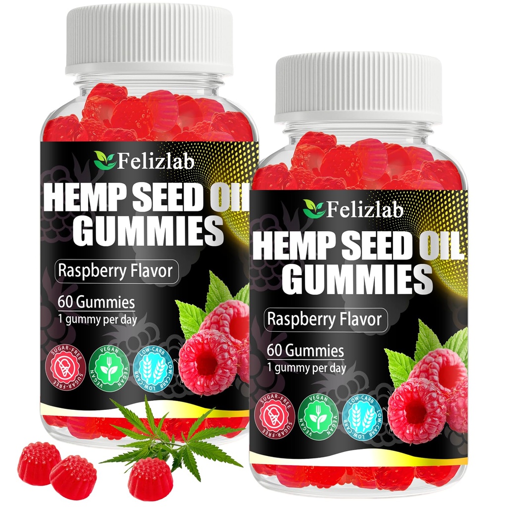 Gummies canapa per il sonno, dolore, ansia -120 contatore pianta a base di olio di canapa naturale estratto pancia con Omega & vitamina B per il relax e la pace - in una forma di lampone (aroma di lampone)