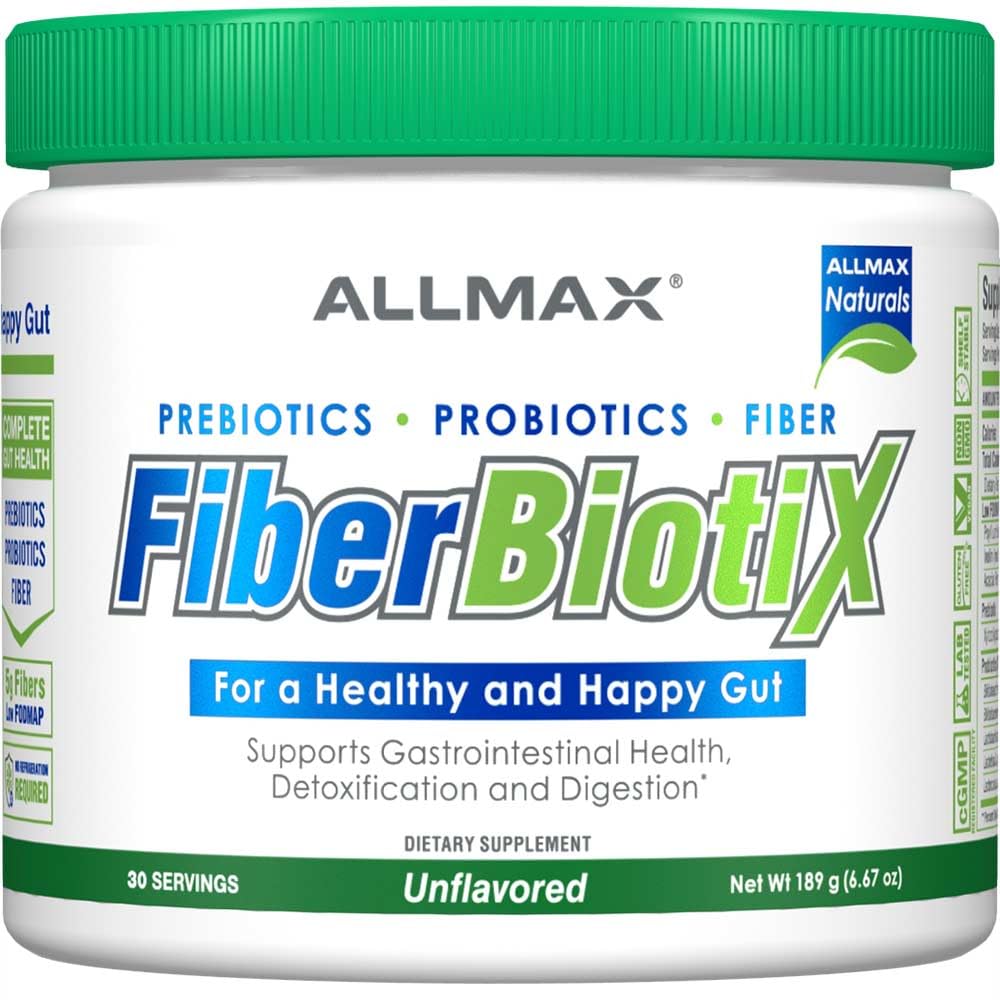 ALLMAX Naturals - FiberBiotix - soutient la santé gastro-intestinale, la désintoxication et la digestion pour un Gut sain et heureux (189g, non aromatisé)
