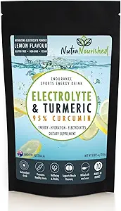 Polvere di elettrolita Infuso con 95% Curcumina organica pura da Turmeric - Miscela di bevanda di energia sportiva - Polvere di idratazione Zucchero Libero - Limone Flavor Turmeric Drink - 250g