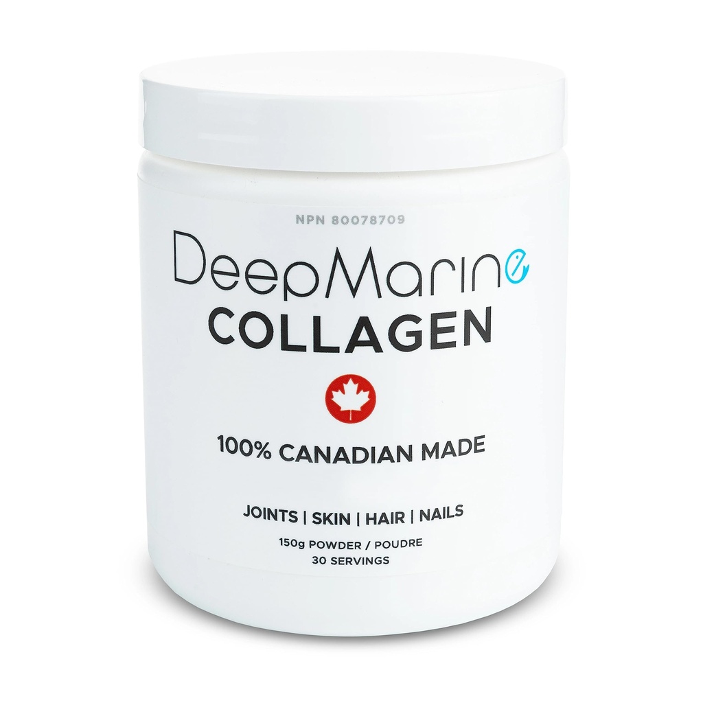 DeepMarine Collagen 100% Canadese Fatto Peptidi di collagene, Polvere di collagene selvatico, Collage marino idrolizzato - 30 giorni di alimentazione - senza glutine, senza gusto, senza odori, Keto e Paleo Friendly