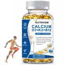 Nutriview 2000mg D3 K2 B12 Softgels Kalzium, Suplemento de Calcio, Knochen und Zähne stärken, Energie steigern, nicht gentechnisch verändert, 120 Softgels
