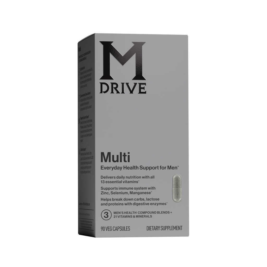 Mdrive Multivitamin für Männer, Daily Multivitamin - Immune Health Support von Zink, Selen, Manganese & Vitamin D, Enzyme für Verdauungsunterstützung, CoQ10 für Energie und Vitamin K2, 90 Kapseln