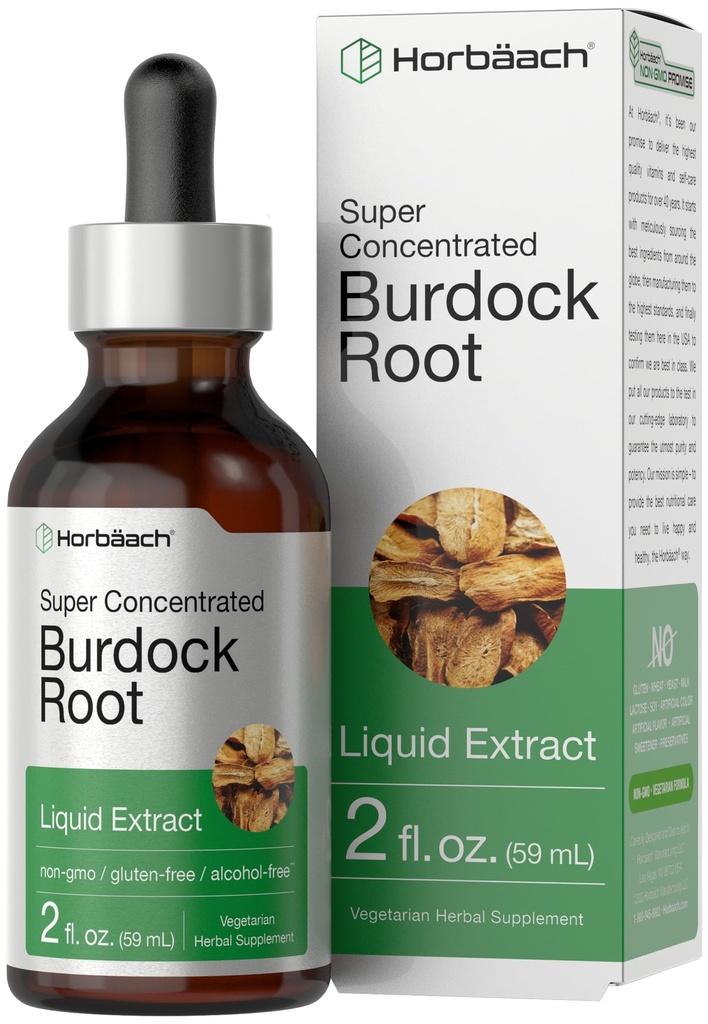 Horbäach Burdock Root Tincture | 2 fl oz | Estratto di erbe super concentrato | Vegetariano, Non OGM, Glutren Free, Alcohol Free