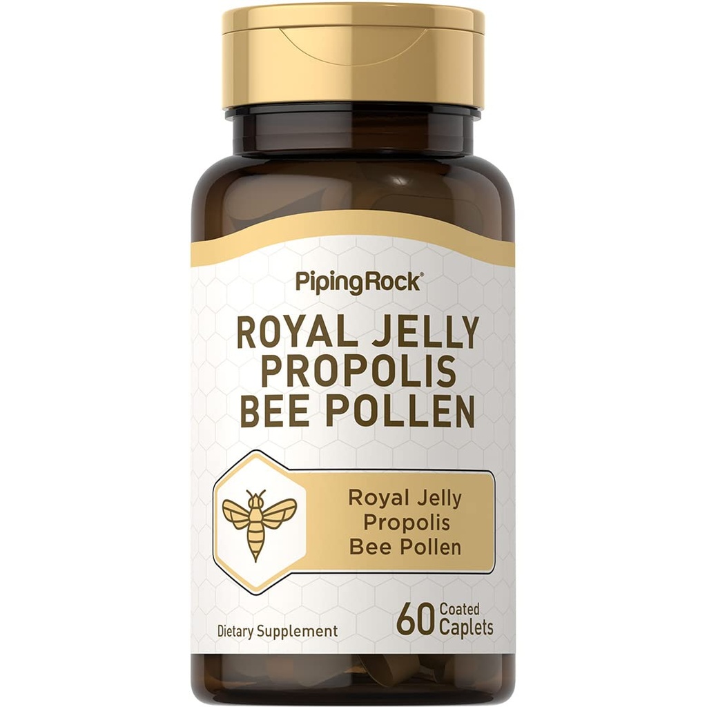Piping Rock Royal Jelly Propolis Bienenpollen | 60 Caplets | Vegetarische, nicht gentechnisch veränderte, glutenfreie Ergänzung