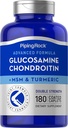 Piping Rock Glucosamin Chondroitin MSM Plus Kurkuma | 180 Kapseln | Doppelstärke Formel | Advanced Complex Supplement | Nicht-GVO, glutenfrei