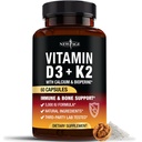 NEW AGE Vitamin D3 5.000 IE + K2 MK-7 100 mcg - 2-in-1 Knochen, Immun & Herzunterstützung, leicht zu schlucken, Nicht-GVO - 60 Kapseln