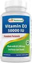 Best Naturals Vitamine D3 50 000 UI avec MK-7 K2 200 mcg – 90 capsules de légumes – haute puissance – non-OGM, sans gluten