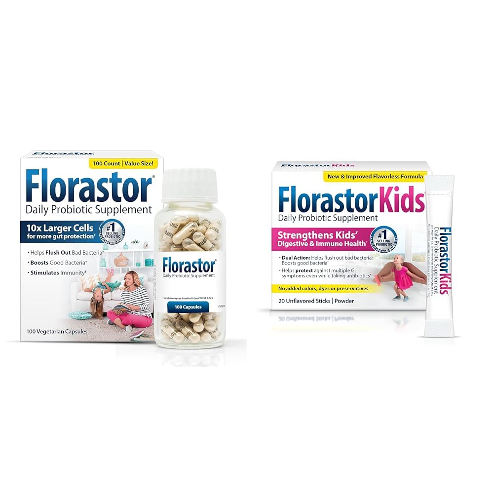 Florastor Family Probiotic Bundle - 100 ct. Probiotique pour la santé digestive et immunitaire pour les hommes et les femmes + 20 ct.
