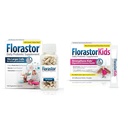 Florastor Familie Probiotisches Bundle - 100 ct. Probiotische für Verdauungs- & Immungesundheit für Männer & Frauen + 20 ct. Kinder Täglich Probiotische, Unaromatische Pulverstäbchen - Boost Gute Bakterien & Flush Out The Bad