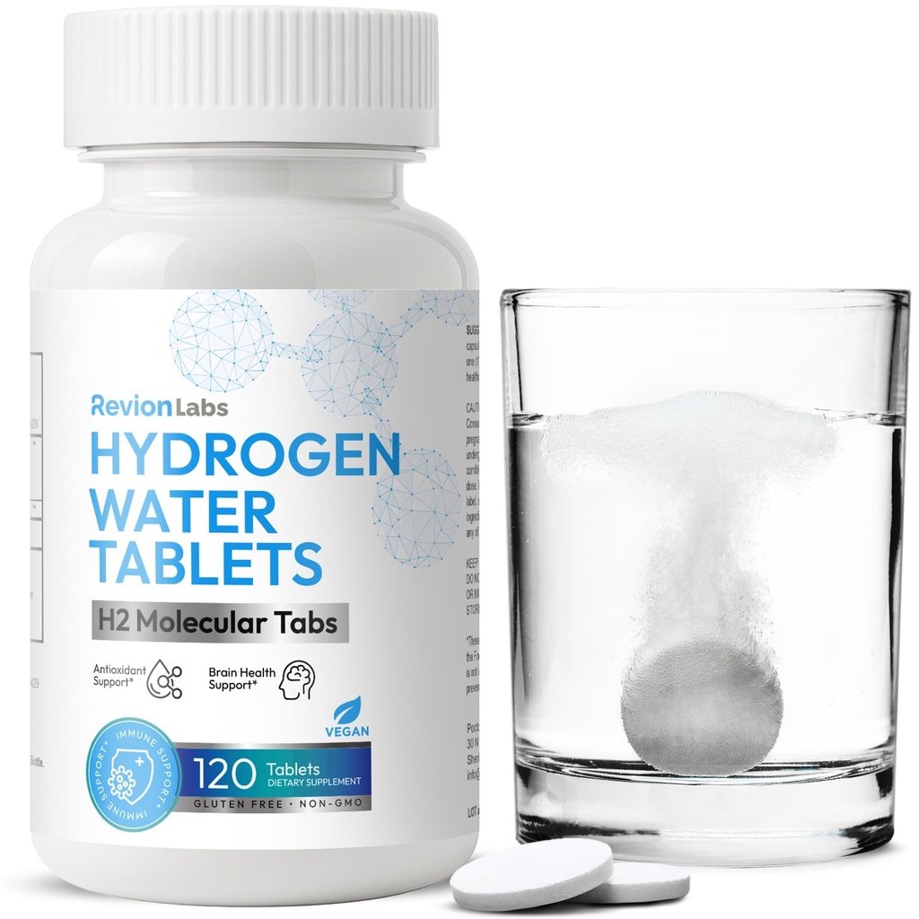 RevionLabs Wasserstoff-Wasser-Tabletten zum Trinken - H2 Molekulare hydrierte Magnesium-Elektrolyten Instant Drink Tabs - Leber & Gehirn Gesundheit Gesundes Altern Antioxidant Immunität & kognitive Unterstützung