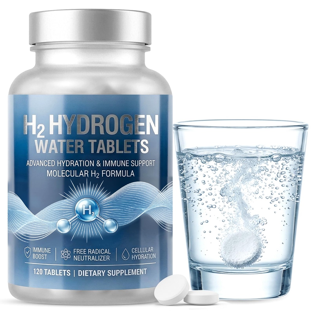 Compresse di idrogeno effervescente dell'acqua dell'idrogeno H2 ad alta concentrazione Tabelle di idrogeno molecolare per il supporto antiossidante e cellulare | 120 compresse, non OGM, Vegan
