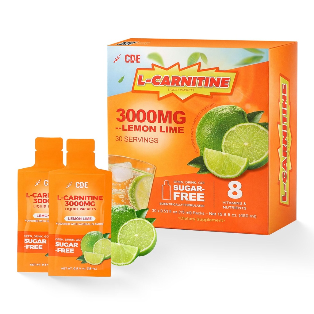 L-Carnitina Liquid Supplemento con l carnitina 3000 e l carnitina – Formula pre-allenamento con tè verde, Taurina ed elettroliti per prestazioni attive (30 sacchetti)