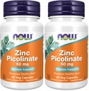 NOW Integratori, Zinc Picolinate 50 mg, Supporta funzioni enzime*, Supporto immunitario*, 60 capsule di Veg (Pack of 2)