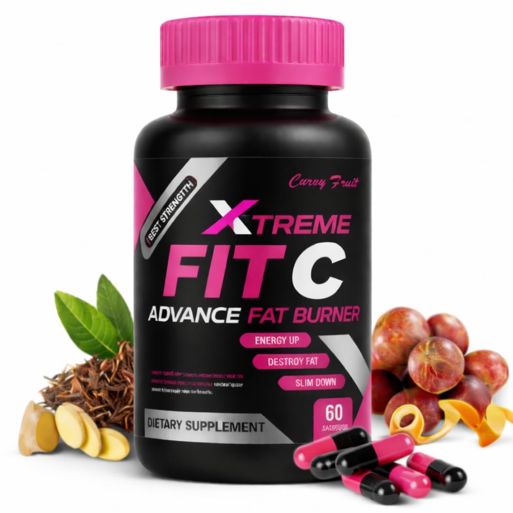 Fit C Xtreme Métabolisme Support – Supplément à base de plantes avec thé vert, Camu Camu & Ginger – Soutien digestif et énergétique – 550mg, 60 Capsules (1 mois d'approvisionnement)