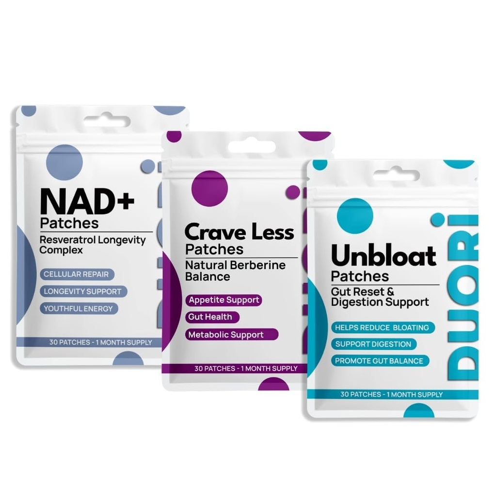 Set di patch di salute giornaliero – 3 Pack – Vegan & Natural – 90 patch