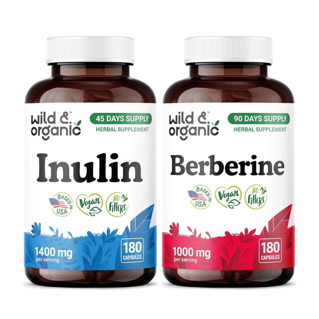 Inuline sauvage et biologique 180 Capsules et Berberine 180 Capsules