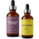 LongLifeNutri Ultimate Liquid Wellness Bundle: Organischer Astragalus-Extrakt (4 Fl Oz) + Berberin-Flüssigkeitstropfen - Energie, Vitalität und metabolische Unterstützung