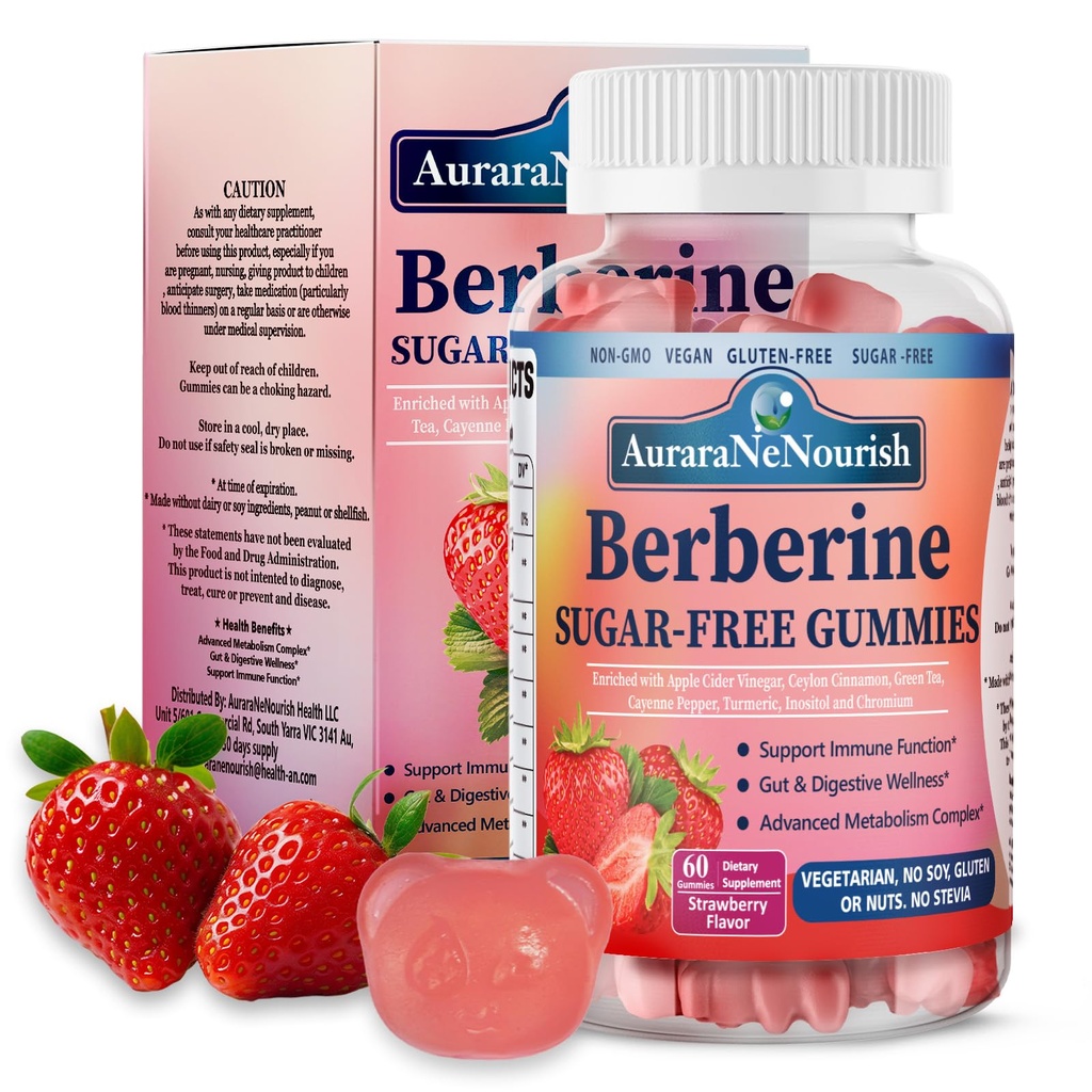 Liposomal Berberine Supplement 1500mg, High Potency Berberine Gummies w. Ceylon Cinnamon, ACV & Turmeric for Digestive, Metabolic & Immune Support, Sugar Free, Vegan, 60 Count