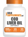 BulkSupplements.com Cod Liver Oil Softgels - Cod Liver Supplement, Integratore Nutritivo - Gluten Free, 1 Softgel per Serving (1000mg), 120 Count (Pack of 1)