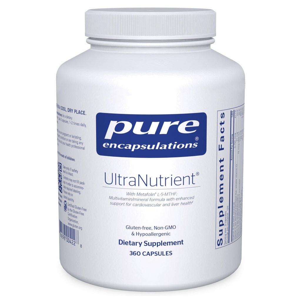 Pure Encapsulations UltraNutrient - Minerals & Multivitamins - Supports Liver & Heart Health* - Supplement for Antioxidants - with Vitamin C, CoQ10 - Non-GMO * Gluten-Free - 360 Capsules
